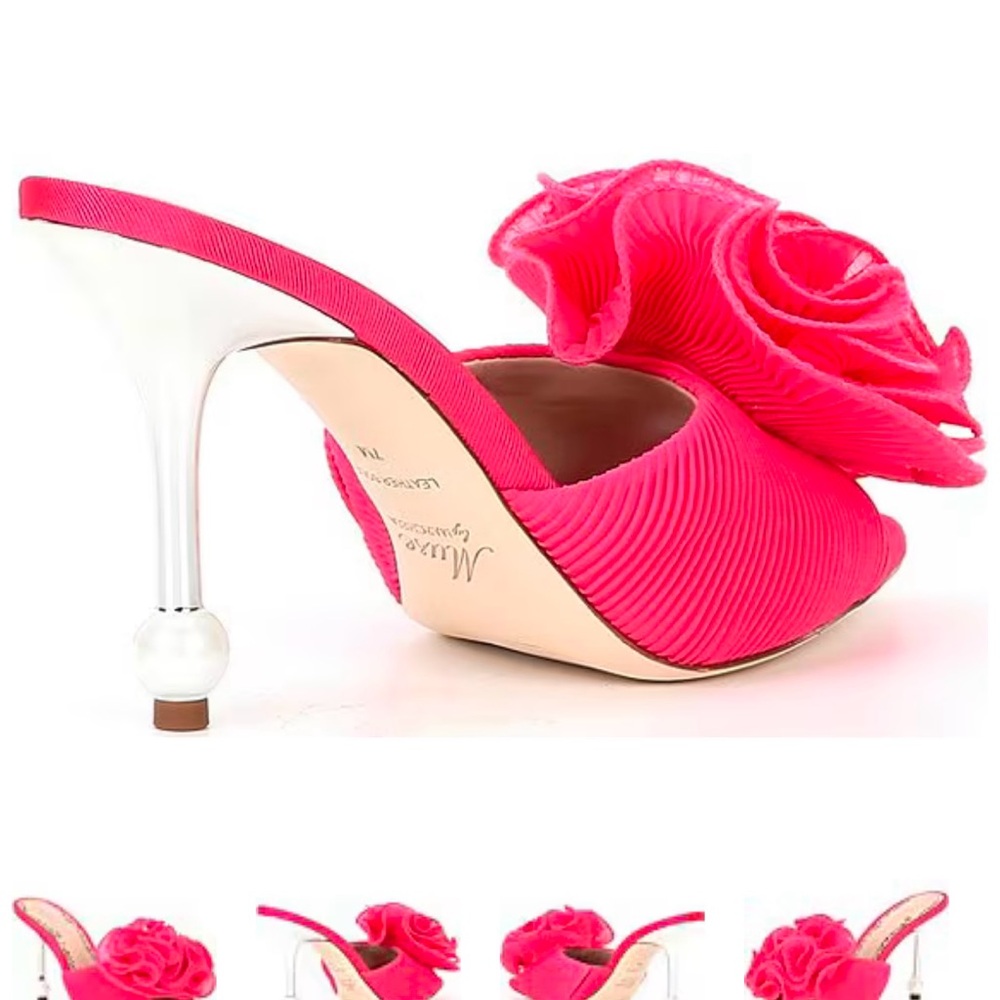 Muse by Marchesa Vibrant Pink Heels with Floral Design. - Picture 5 of 9